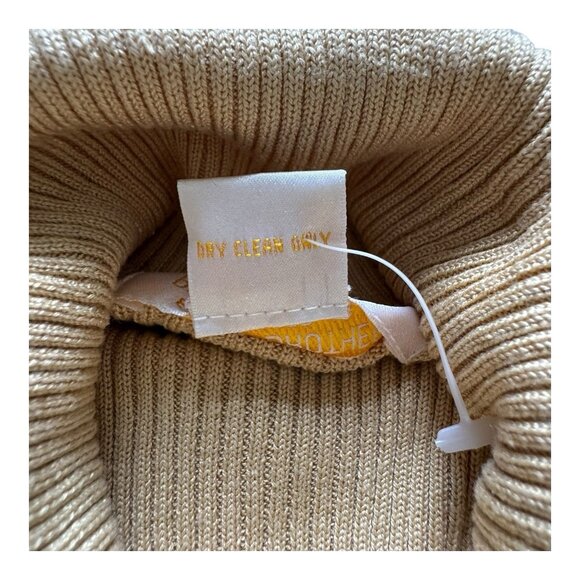 Brooks Brothers 100% Silk Turtleneck Sweater Beige Ribbed Knit Women’s M - Picture 3 of 8